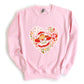 Adorable Vintage 1980's Strawberry Girl Valentine's Day Themed | 80s Vintage Nostalgia Cozy Vintage Drop Shoulder Sweatshirt Sweater