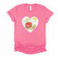 Strawberry Rainbow Girl Valentine Ruffle Heart | 80s Vintage Nostalgia Cozy T-shirt Tee 1980