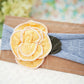 Shabby Chic "Kawaii" Headband - Sunflower Yellow Rosette, White Polkadots on Gray - Ema Jane