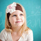 Shabby Chic "Kawaii" Headband - White with Pink Trim Rosette on Choco Brown - Ema Jane