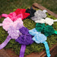 Large Ribbon Wrap Mini Rose Bows on Iridescent Headbands, Headbands,Bows,Hair Flowers, Ema Jane Boutique