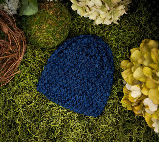 Waffle Beanie Hat (Navy Blue) - Ema Jane