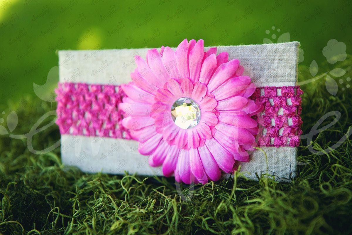 Gerber Daisy Flower Hair Clips (16) with Matching Crochet Headbands, Hair Flowers,Headbands,Hair Clips, Ema Jane Boutique