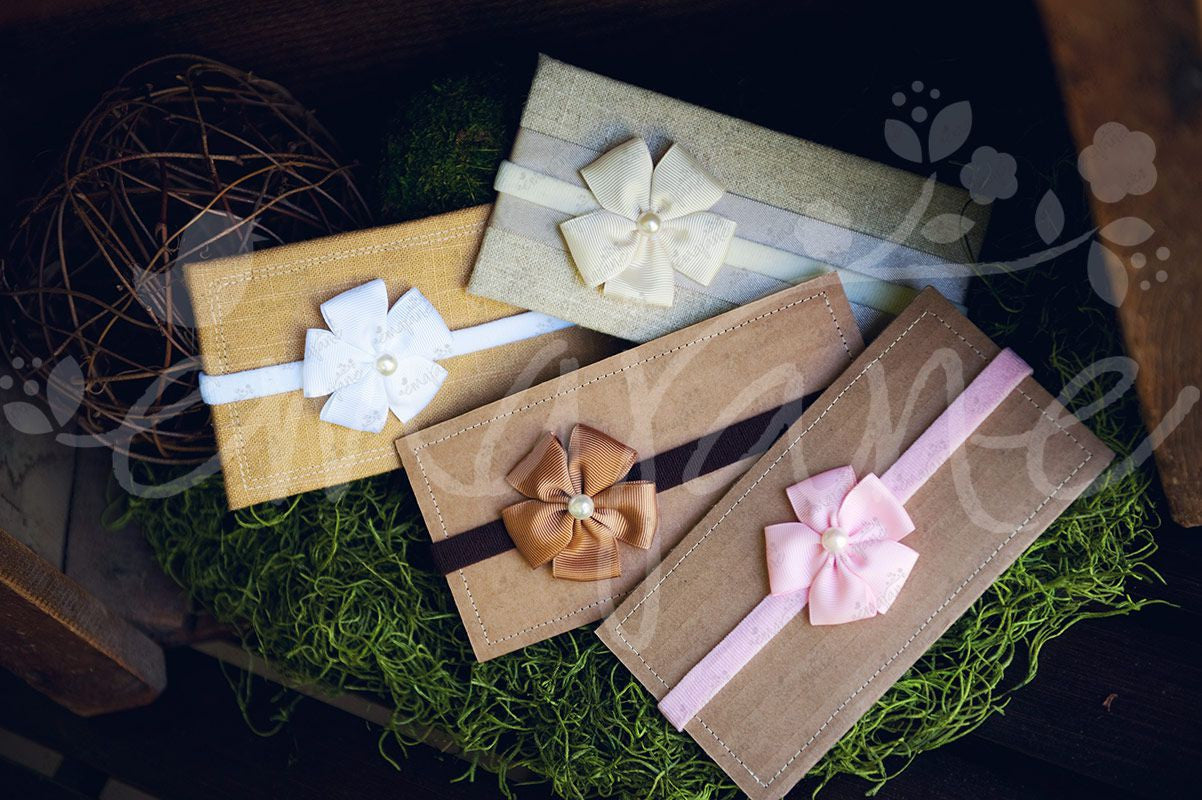 Ribbon Rosettes (Grosgrain) with Pearl Center on Headbands - Ema Jane