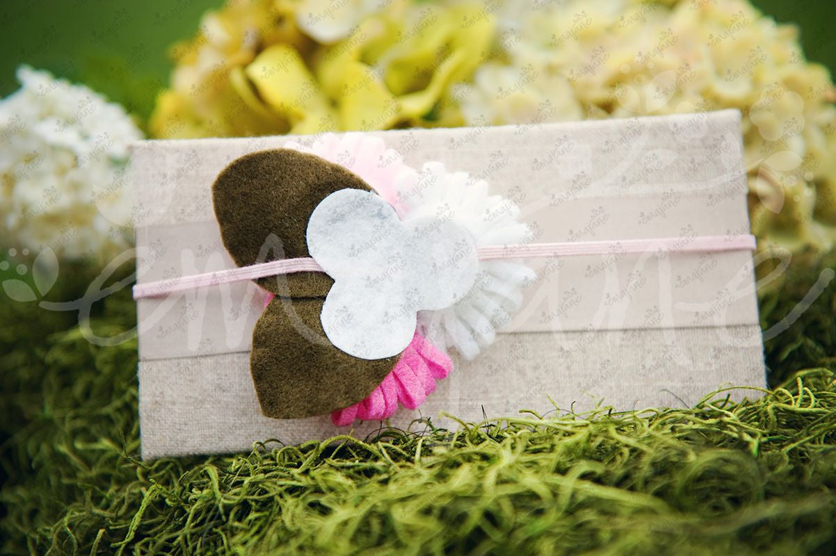 Loopy Triplet Felt Flowers (White, Bubblegum, Pink), Headbands,Bows,Hair Flowers, Ema Jane Boutique