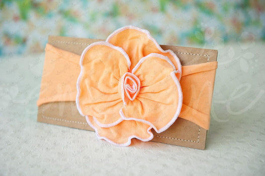 Shabby Chic "Kawaii" Headband - Vivid Passion Peach Rosette - Ema Jane