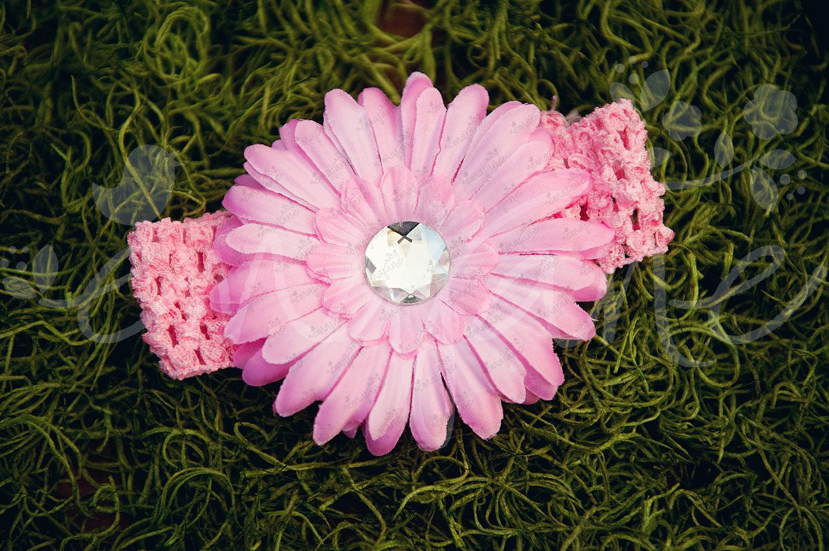 Gerber Daisy Flower Hair Clips (16) with Matching Crochet Headbands, Hair Flowers,Headbands,Hair Clips, Ema Jane Boutique