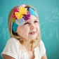 Shabby Chic "Kawaii" Headband - Rainbow Rosettes on Bright Turquoise - Ema Jane