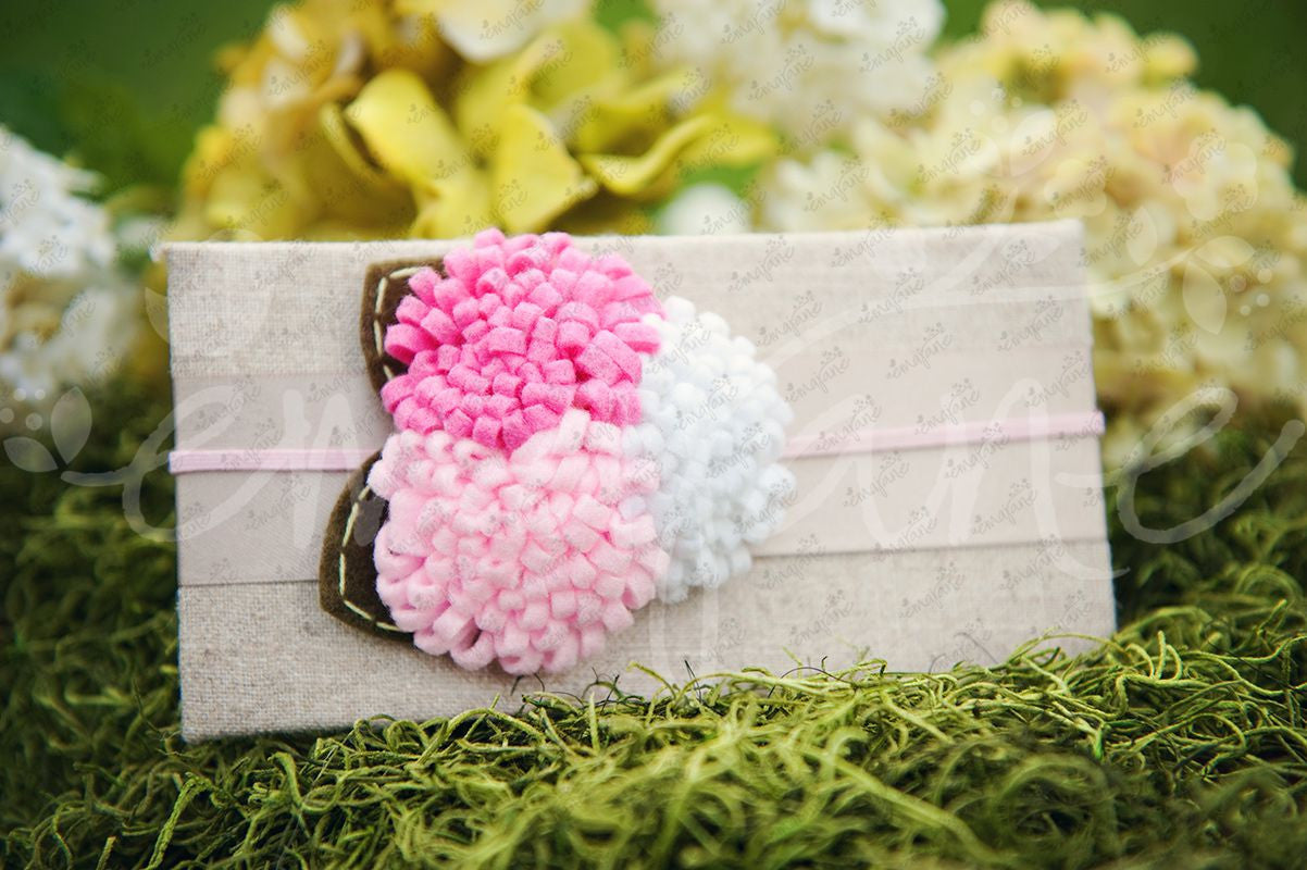 Loopy Triplet Felt Flowers (White, Bubblegum, Pink), Headbands,Bows,Hair Flowers, Ema Jane Boutique