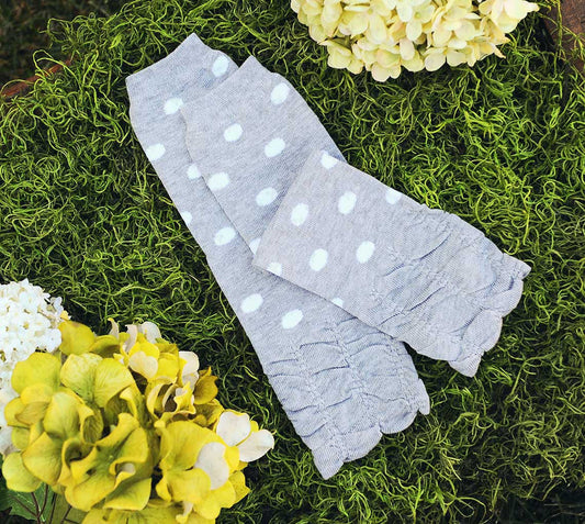 Baby Leg Warmer (Light Gray Polkadot Ruffles), Baby Leggings, Ema Jane Boutique