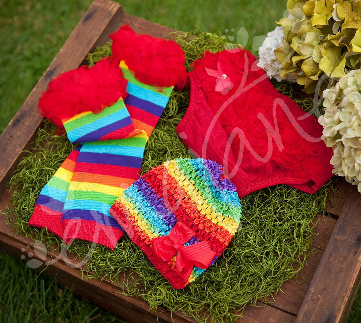 Ruffle Diaper Set (Cany Rainbow Stripes) - Ema Jane