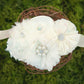 Bohemian Floral Sash (Headband or Waistband) (Cream), Headbands,Hair Flowers, Ema Jane Boutique