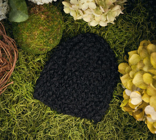 Waffle Beanie Hat (Black) - Ema Jane