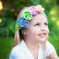 Shabby Chic "Kawaii" Headband - Candy Rainbow Roses on Light Gray - Ema Jane