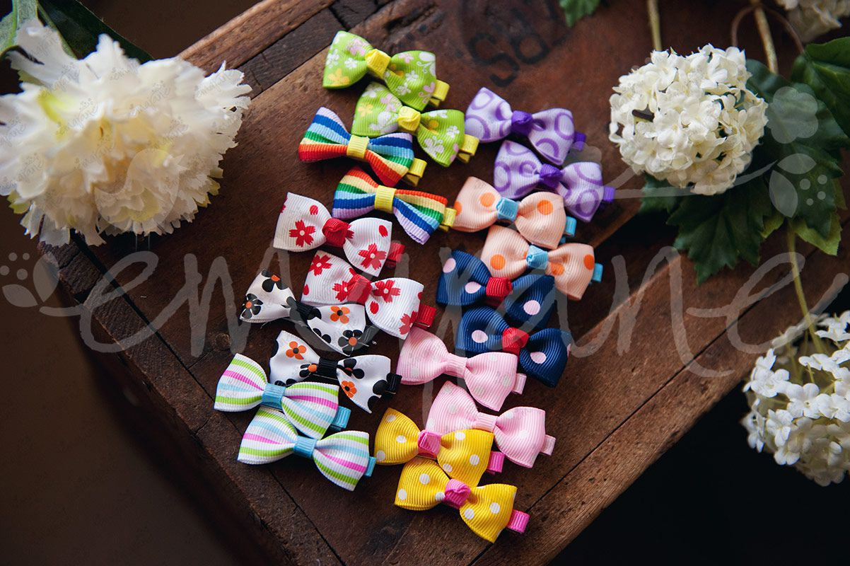 Vintage Double Matching Hair Bow Clips Set - Ema Jane