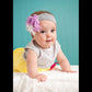 Shabby Chic "Kawaii" Headband - Lavender and White Lace on Light Gray - Ema Jane