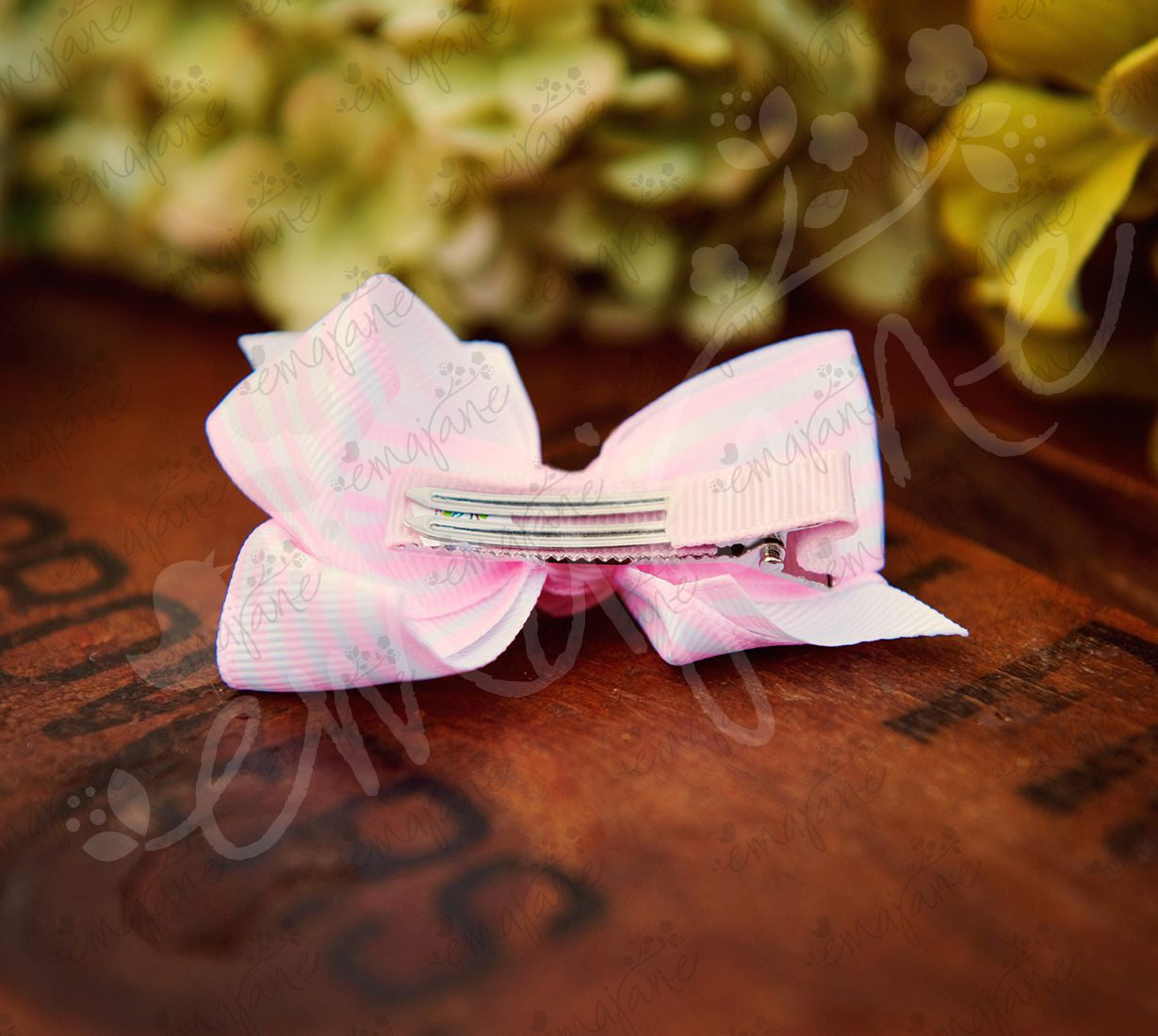 Grosgrain Striped Bow Double Prong clips, Bows,Hair Clips, Ema Jane Boutique
