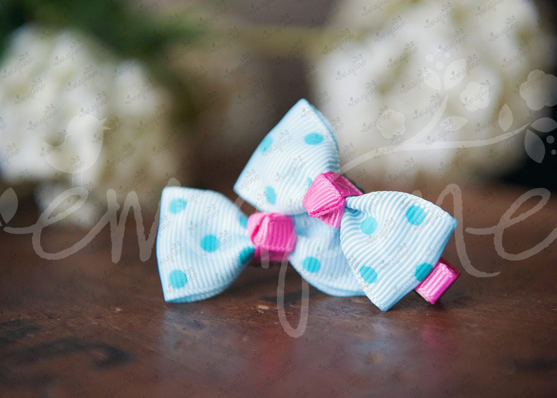Vintage Double Matching Hair Bow Clips Set - Ema Jane