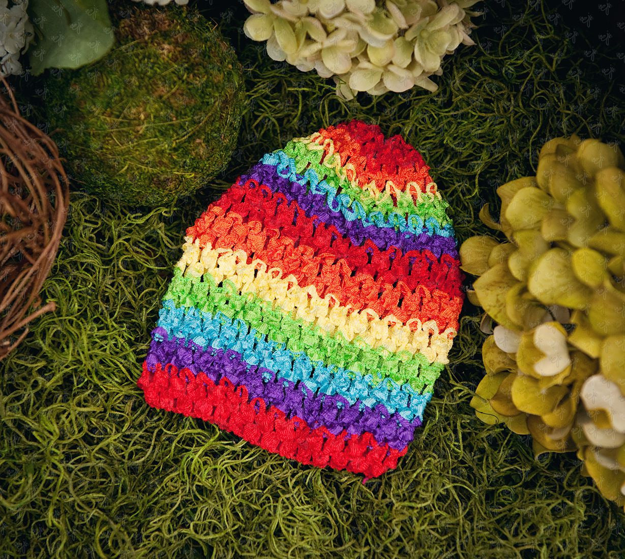 Waffle Beanie Hat (Candy Rainbow Stripes) - Ema Jane