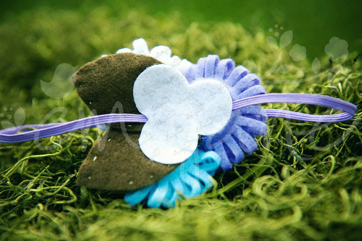 Loopy Triplet Felt Flowers (White, Aqua Blue, Lavender), Headbands,Bows,Hair Flowers, Ema Jane Boutique