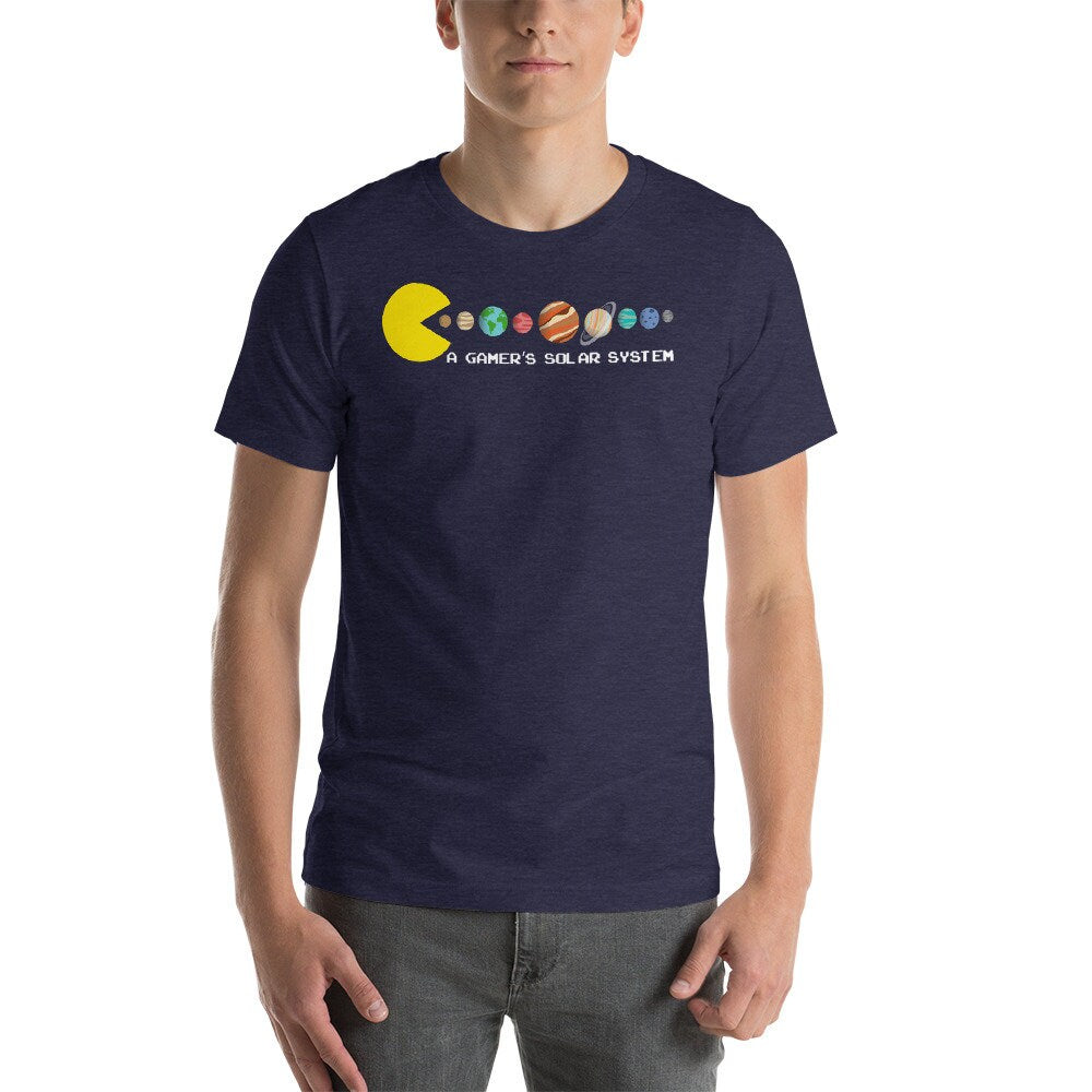 A Gamer's Solar System Funny Pluto Pac Man Graphic Tees Short-Sleeve Unisex T-Shirt