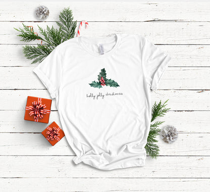 Holly Jolly Christmas Berry Botanical Inspired Soft Unisex (for Women) Bella Graphic Tees