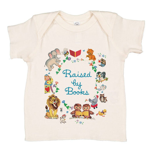 Baby Tee - Raised by Books Teacher Read Reading Love Retro Vintage Nostalgia Short-Sleeve Baby Rib Tee