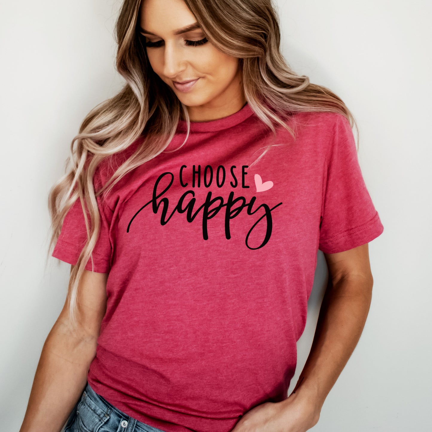 Choose Happy Heart Love Kindness Soft graphic T-shirt - Unisex Women's Cozy Tee
