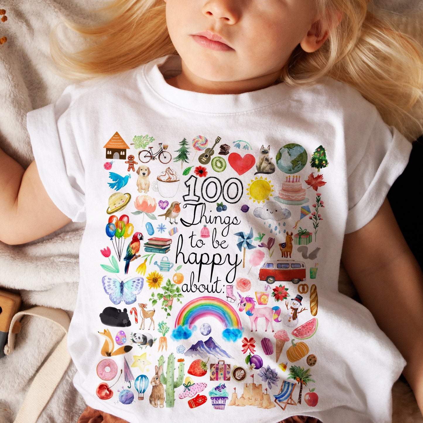 TODDLER | 100 Things to be Happy About | UNISEX Relaxed Jersey T-shirt for Toddlers