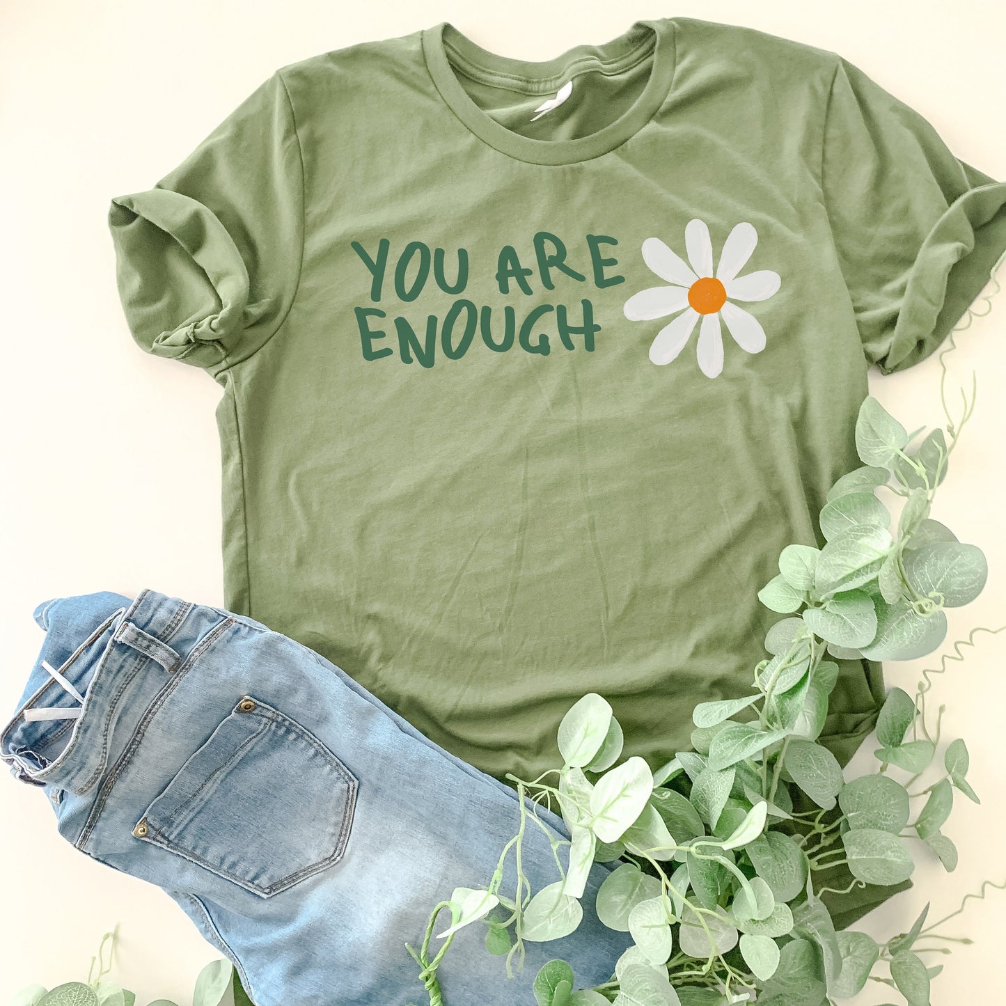 You Are Enough Flower Positivity Soft  | UNISEX Relaxed Jersey T-Shirt for Women