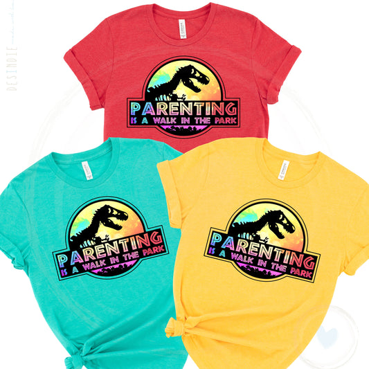 Parenting Walk in The Park Dinosaur Jurassic | Reading & Home School Parents Inspired School Book Nostalgia Soft Unisex Tees