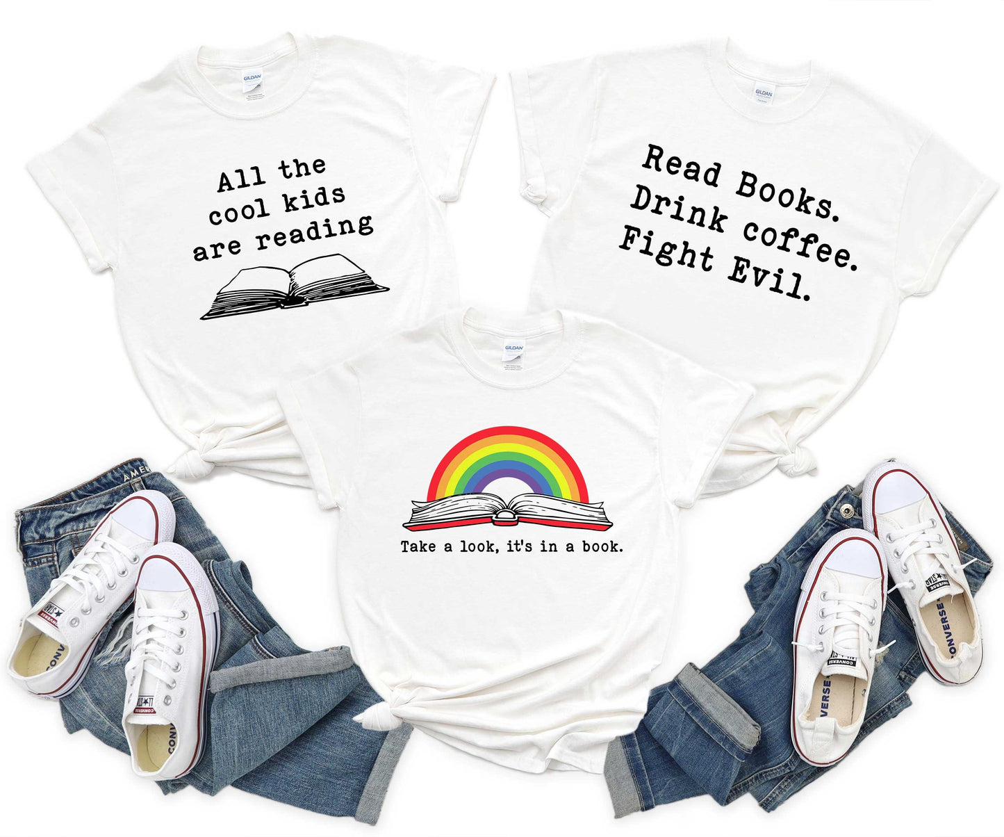 Take A Look It's In A Book, Reading, School Book Parody Graphic Tee (Unisex Bella Canvas for Women / Men)