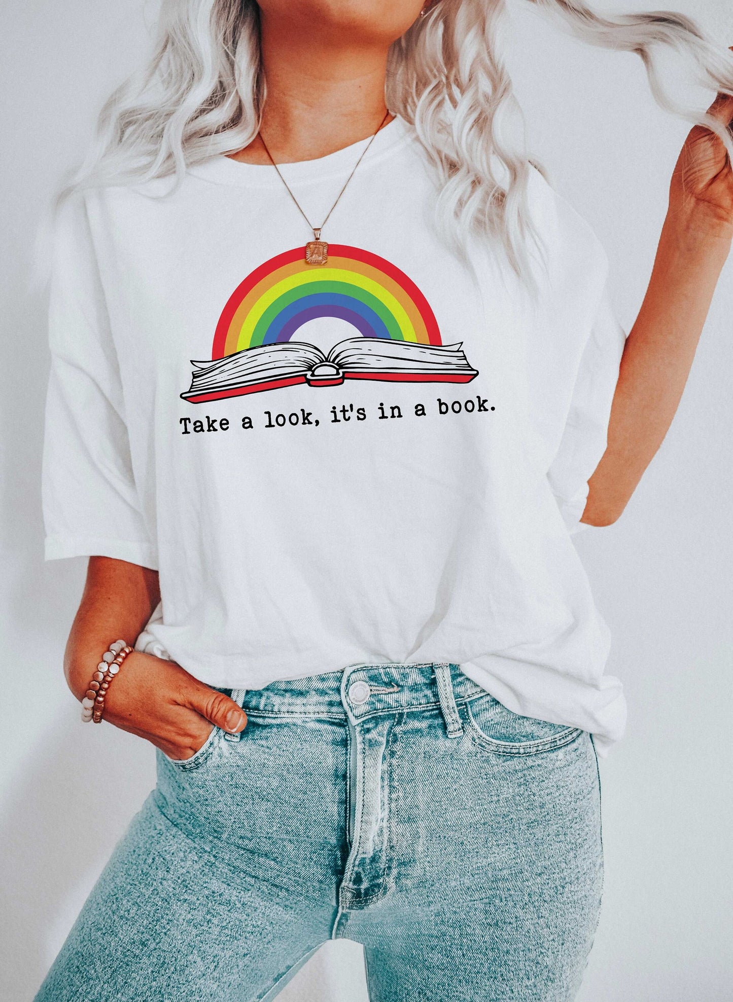 Take A Look It's In A Book, Reading, School Book Parody Graphic Tee (Unisex Bella Canvas for Women / Men)