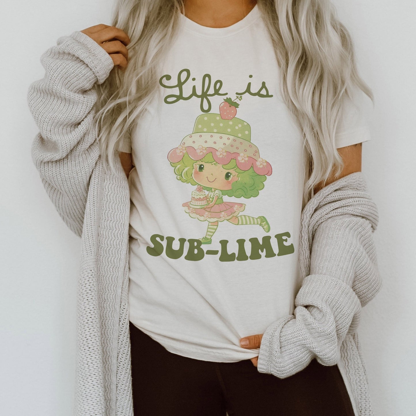 Life Is Sub-Lime Lime and Chiffon Vintage Girl Ultra Soft Graphic Tee Unisex Soft Tee T-shirt for Women or Men