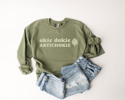 Okie Dokie Artichokie Ultra Cozy Retro Drop Shoulder Graphic Sweatshirt Unisex Soft Tee T-shirt for Women or Men