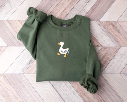 Lucky Ducky Ultra Cozy Retro Drop Shoulder Graphic Sweatshirt Unisex Soft Tee T-shirt for Women or Men