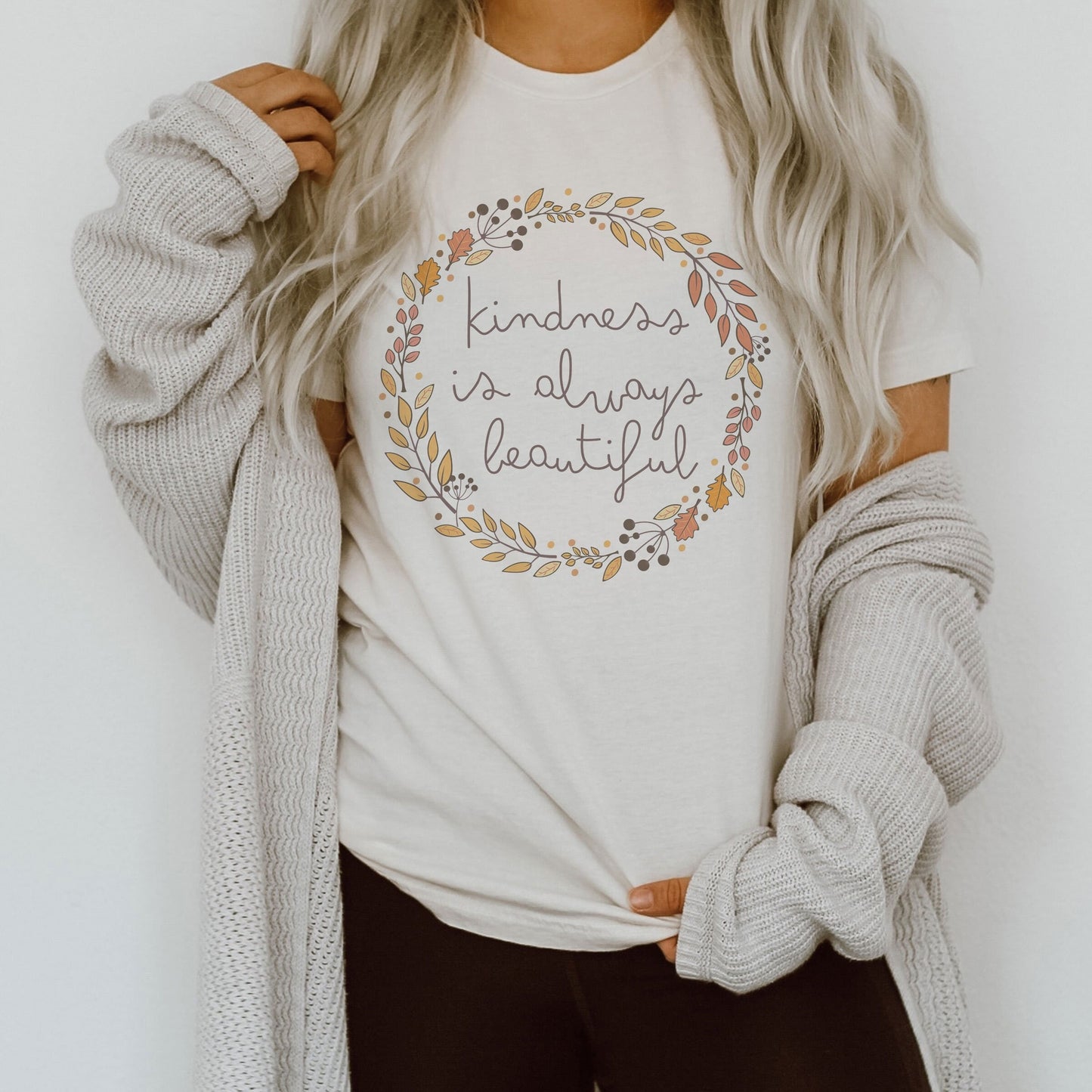 Kindness Is Always Beautiful Floral Wreath Ultra Soft Graphic Tee Unisex Soft Tee T-shirt for Women or Men