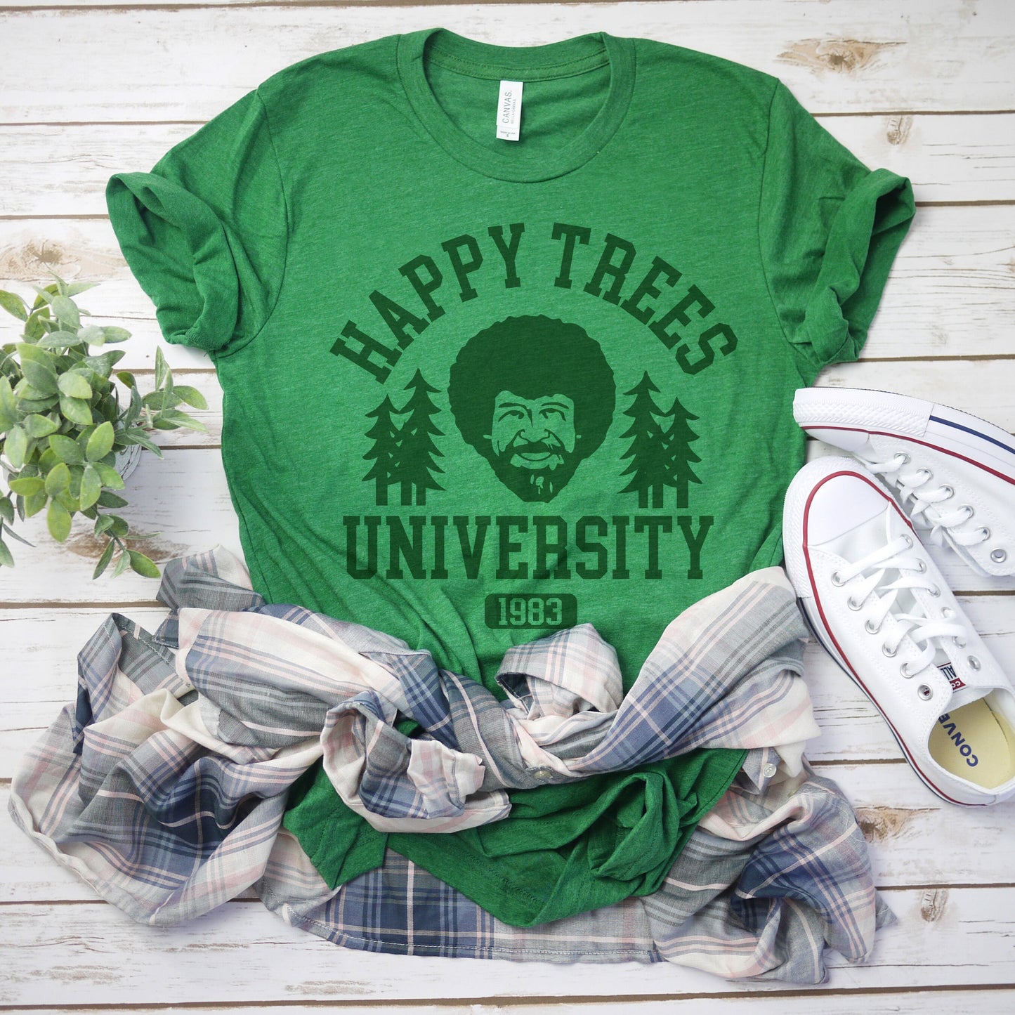 Happy Little Trees University Bob Ross Ultra Soft Graphic Tee Unisex Soft Tee T-shirt for Women or Men