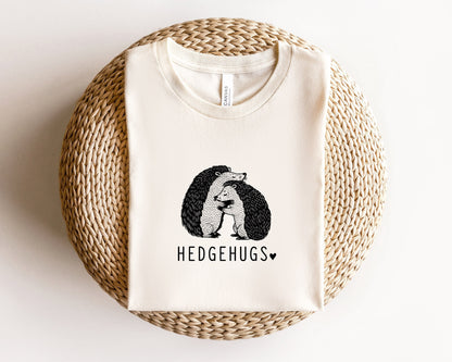Hedgehogs HedgeHUGS Adorable Funny Animal Play on Words Unisex Soft Tee T-shirt for Women or Men