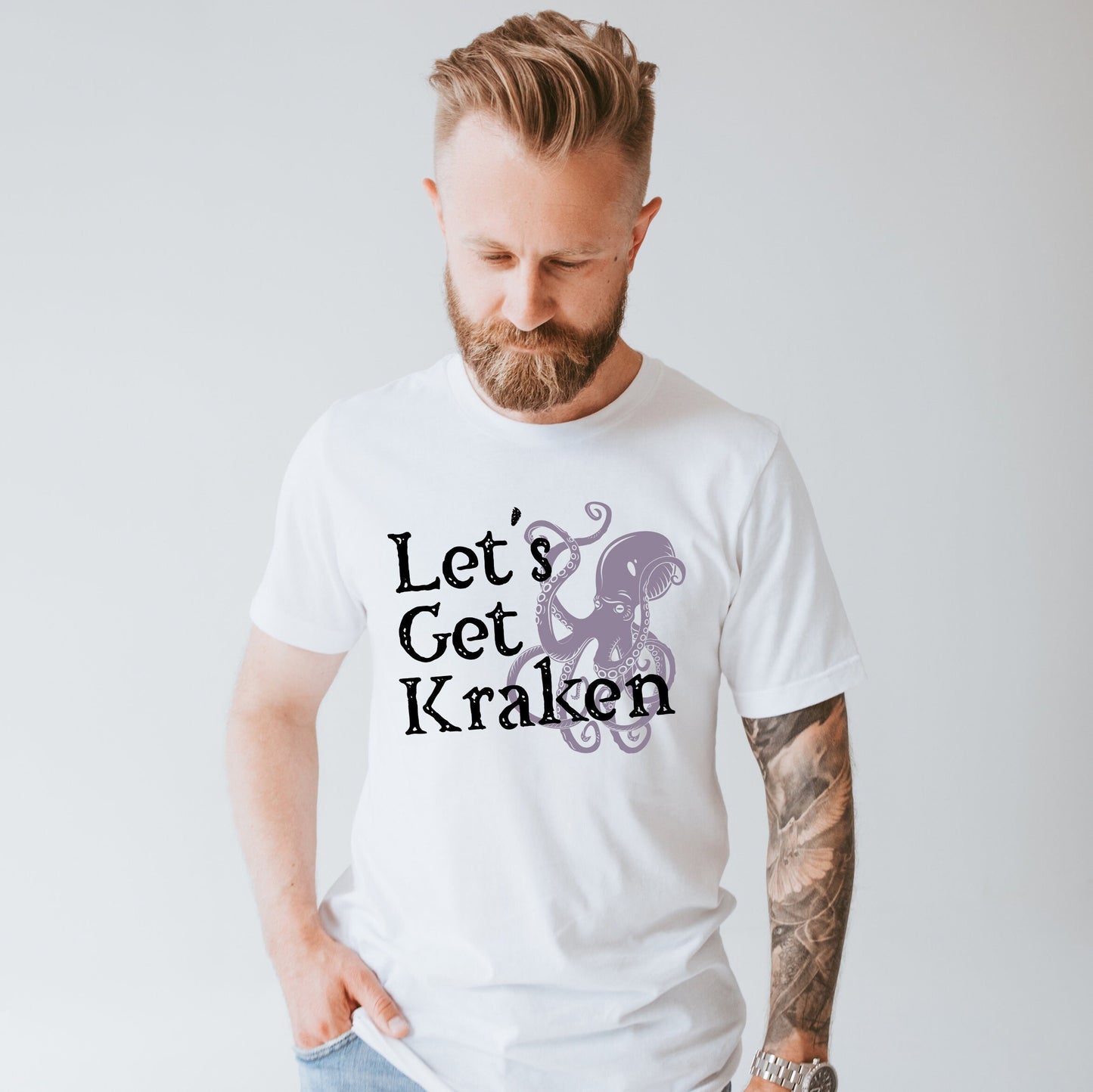 Let's Get Kraken Funny Ocean Animal Pun Ultra Soft Graphic Tee Unisex Soft Tee T-shirt for Women or Men