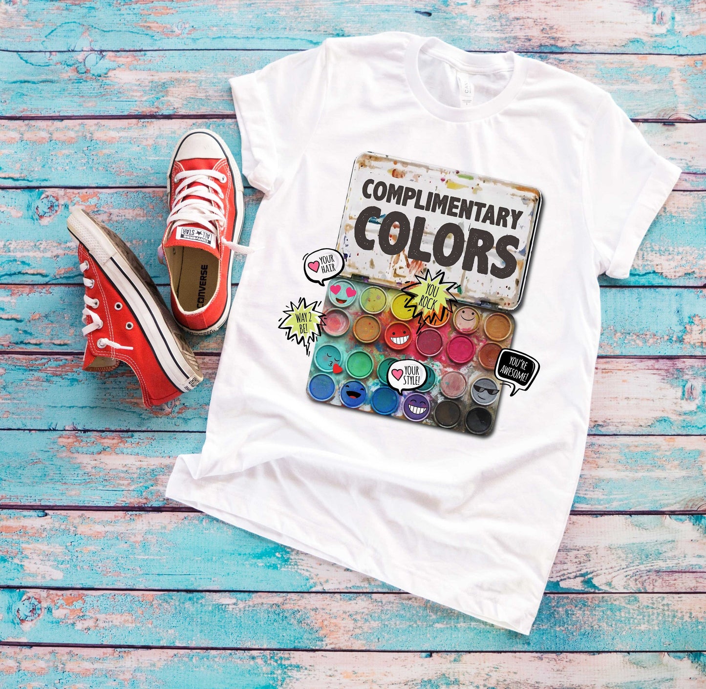 Funny Complimentary Colors Art Watercolor Painting Ultra Soft Graphic Tee Unisex Soft Tee T-shirt for Women or Men