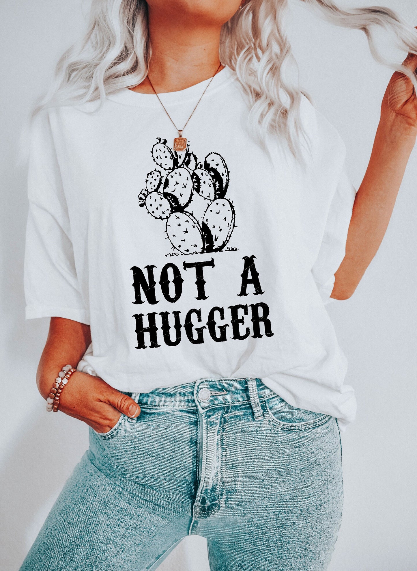 I'm not a Hugger Funny Cactus Cacti Prickly T-shirt  | UNISEX Relaxed Jersey T-Shirt for Women