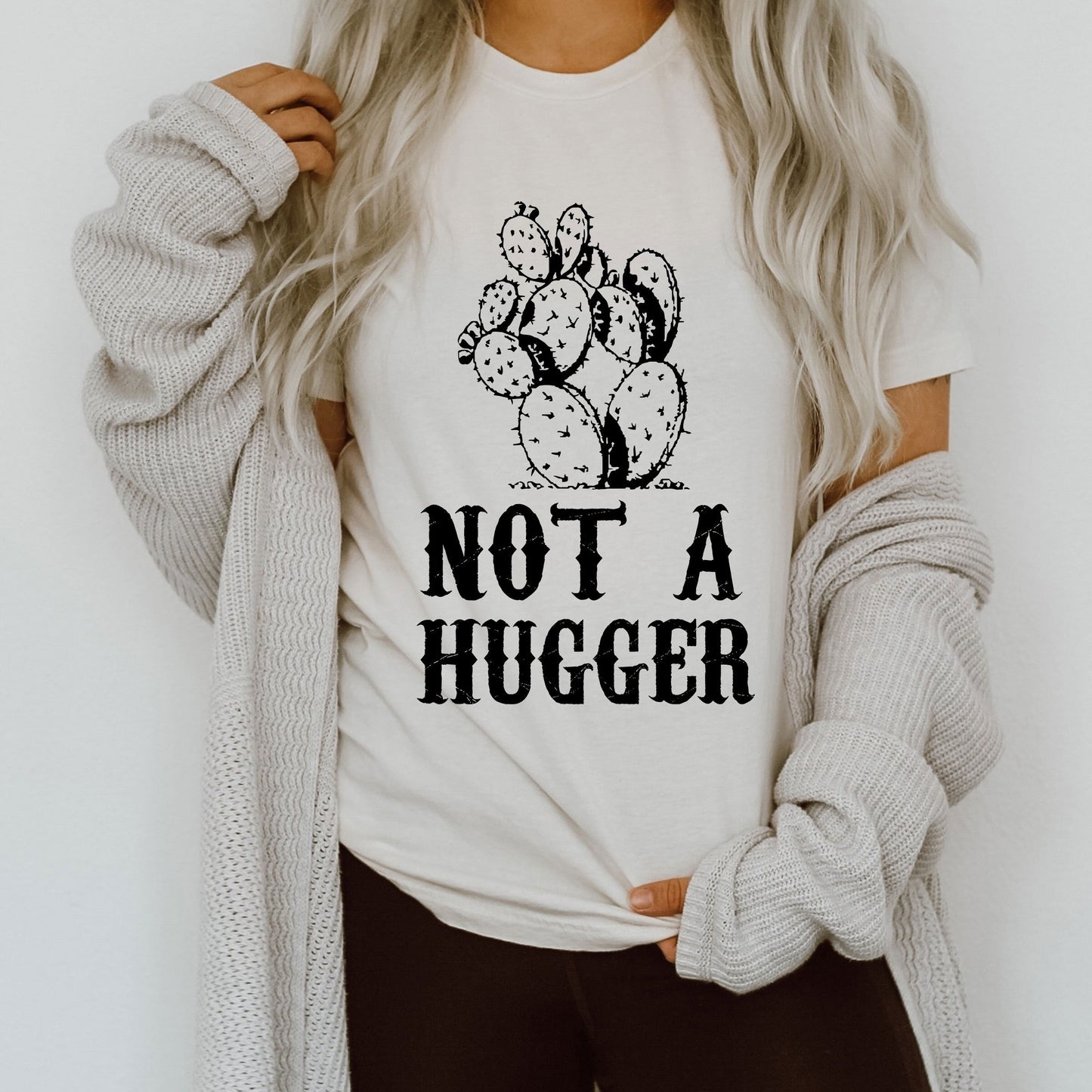 I'm not a Hugger Funny Cactus Cacti Prickly T-shirt  | UNISEX Relaxed Jersey T-Shirt for Women