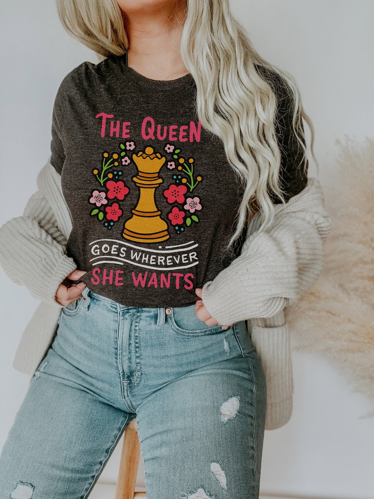 The Queen Can Go Wherever She Wants Queen Chess Shirt Ultra Soft Graphic Tee Unisex Soft Tee T-shirt for Women or Men