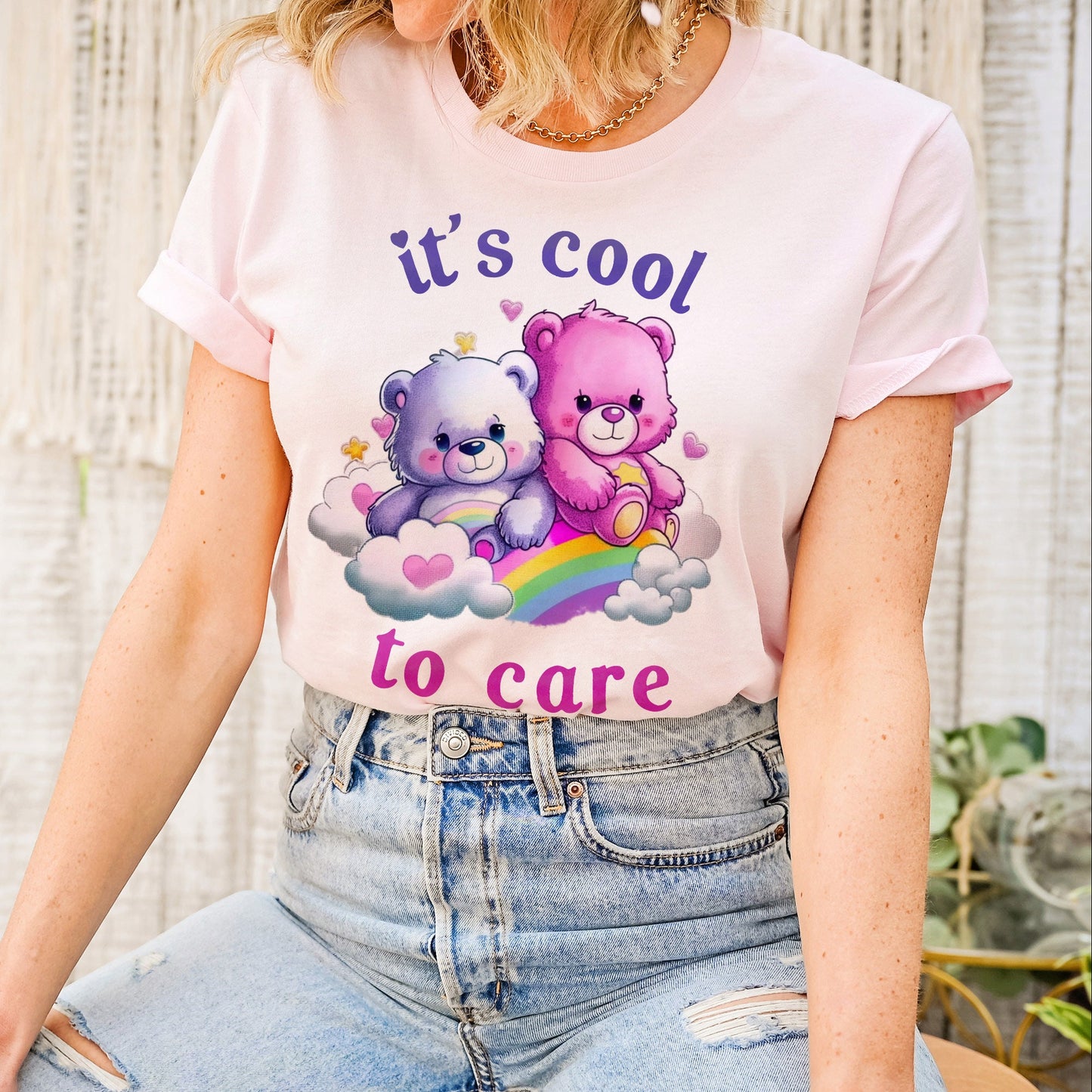 It's Cool To Care Illustrated Bears that Care 80s 1980s Army Brat Nostalgia AI Generated Parody Tee Unisex Soft Tee T-shirt for Women or Men