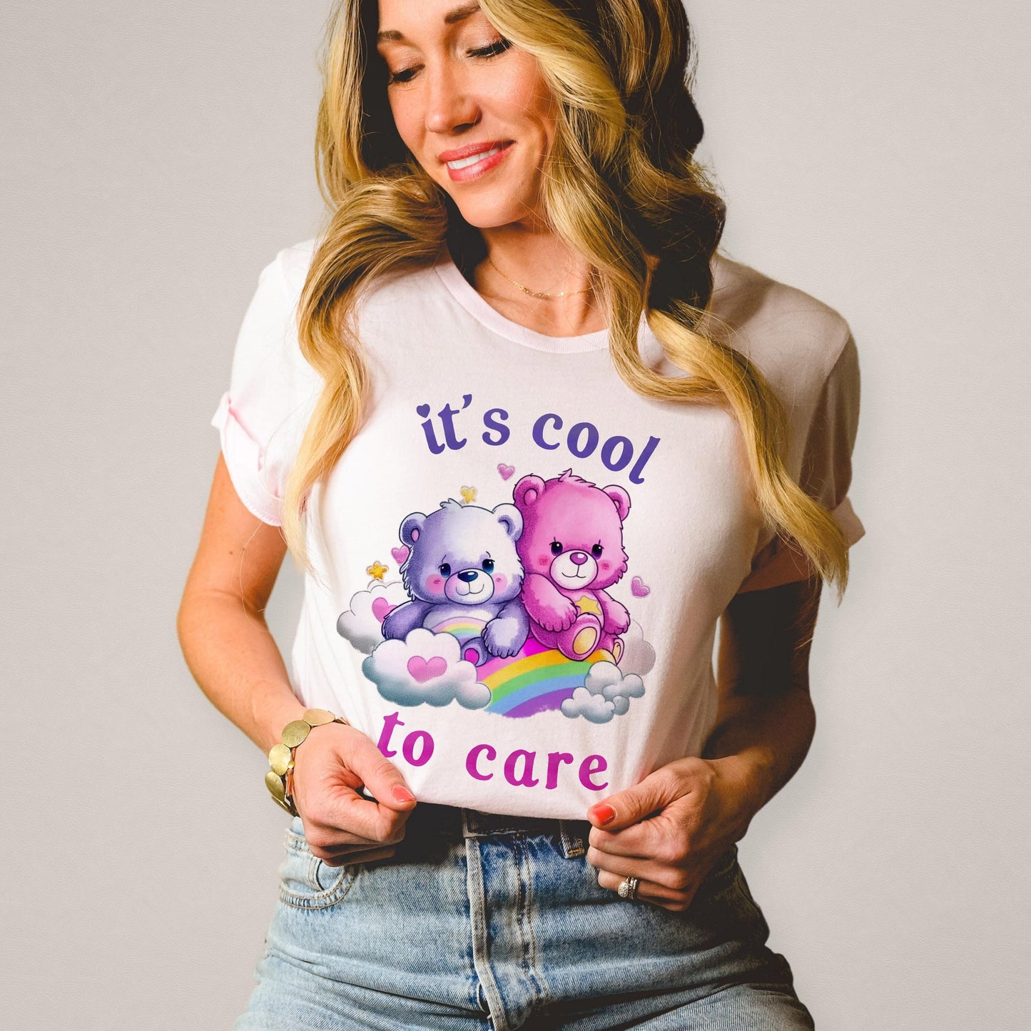 It's Cool To Care Illustrated Bears that Care 80s 1980s Army Brat Nostalgia AI Generated Parody Tee Unisex Soft Tee T-shirt for Women or Men