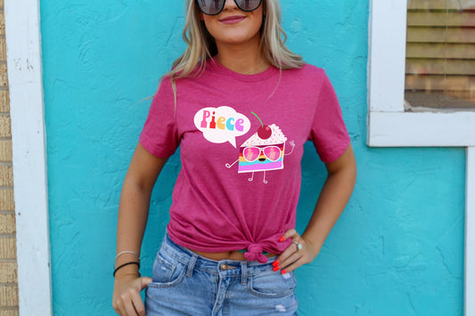 Piece of Cake Peace Loving Adorable Baking Ultra Soft Graphic Tee Unisex Soft Tee T-shirt for Women or Men