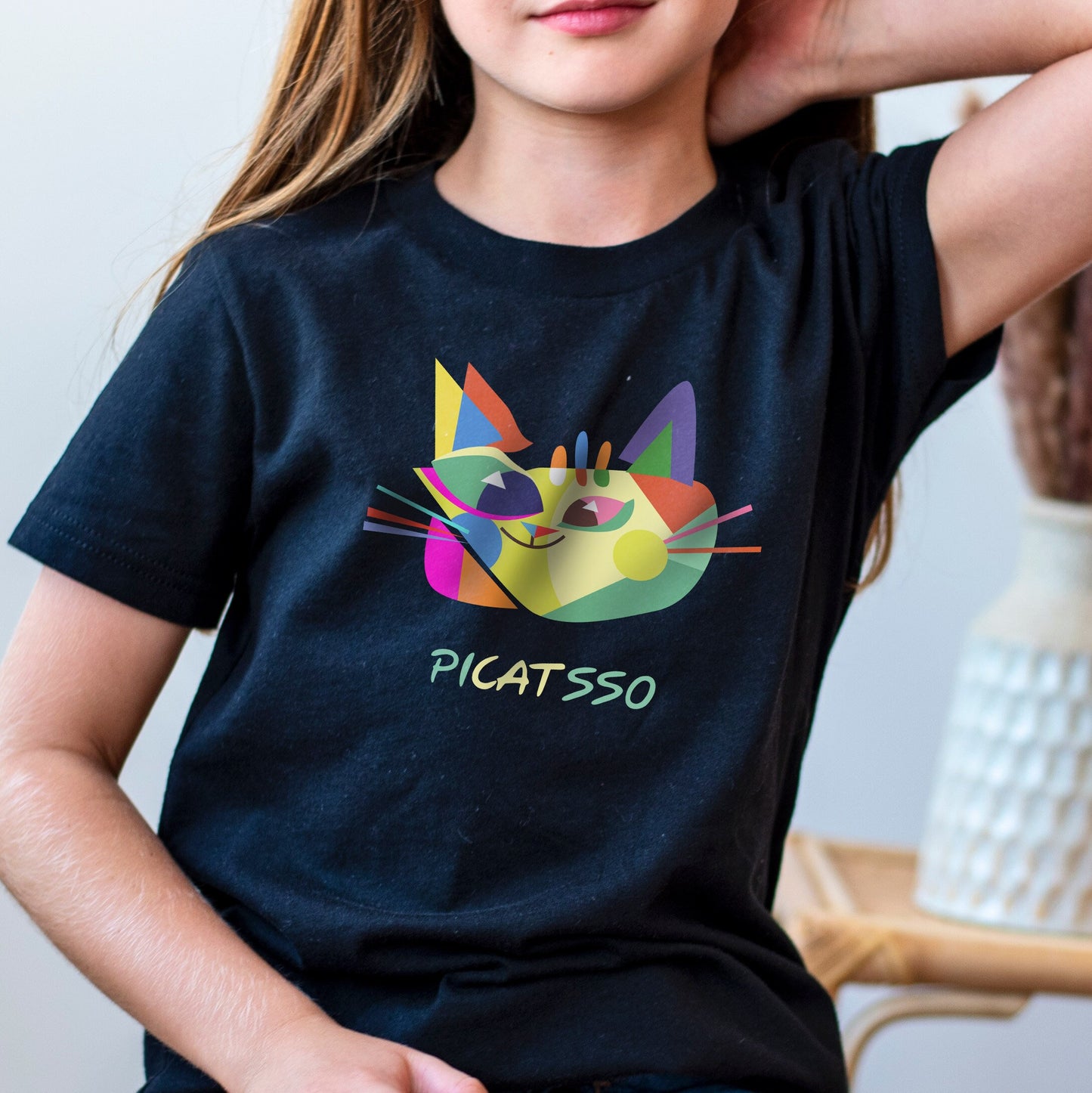 YOUTH | Picatsso Picasso Cat Art | UNISEX Relaxed Jersey T-Shirt for Youth boys or Girls