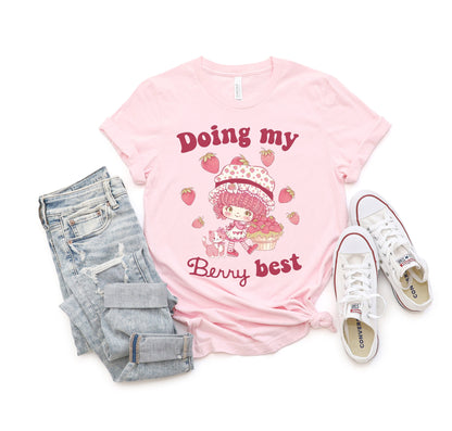 Doing My Berry Best Vintage Strawberry Girl Ultra Soft Graphic Tee Unisex Soft Tee T-shirt for Women or Men