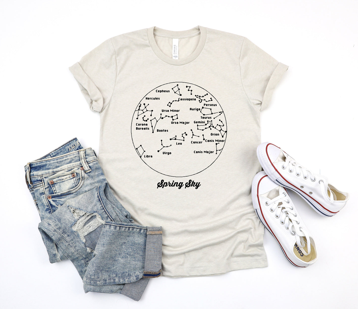 Spring Sky Star Map Astrology Astronomy Ultra Soft Graphic Tee Unisex Soft Tee T-shirt for Women or Men